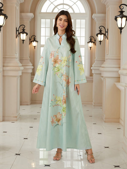 Jacuqard Printed Caftan Kaftan Dress For Women - Mukhawar Jalabiya Eid Dress -  #26N06