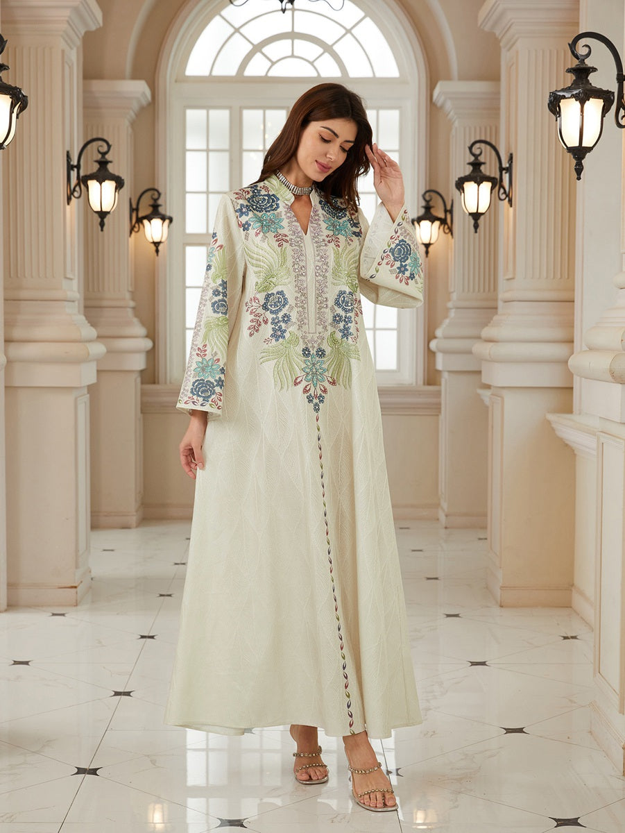 Title Jacuqard Printed Caftan Kaftan Dress For Women - Mukhawar Jalabiya Eid Dress -  #26N08