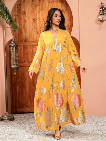 Eid Dress Embroidery Sequins Chiffon Kaftan Caftan Dress Outfit