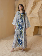 Printed Sequins Caftan Kaftan Dress For Women - Mukhawar Jalabiya Eid Dress Jalabiya - White - #25S151