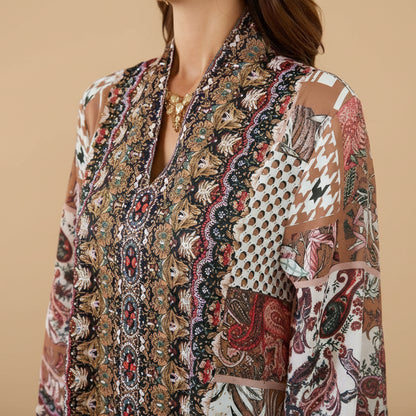 Eid Hotfix Rhinestones Printed Caftan Kaftan Dress #26SX04