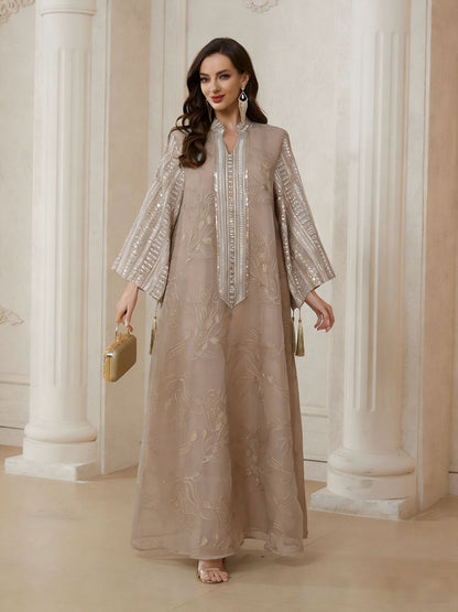 Embroidery Sequins Caftan Kaftan Dress For Women - Mukhawar Jalabiya Eid Dress - #26S181