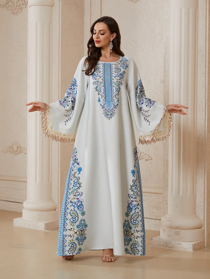 Rhinestones Printed Caftan Kaftan For Women - Mukhawar Eid Dress Jalabiya - #26S2612