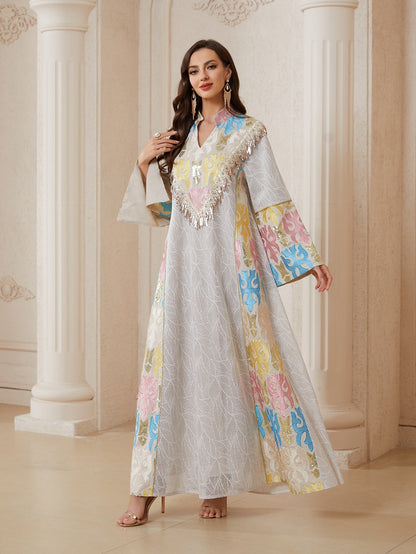Embroidery Caftan Kaftan For Women - Mukhawar Eid Dress Jalabiya - Beige - #26N159