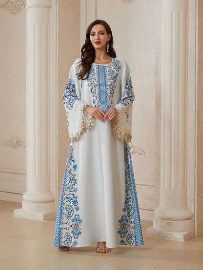 Rhinestones Printed Caftan Kaftan For Women - Mukhawar Eid Dress Jalabiya - #26S2612
