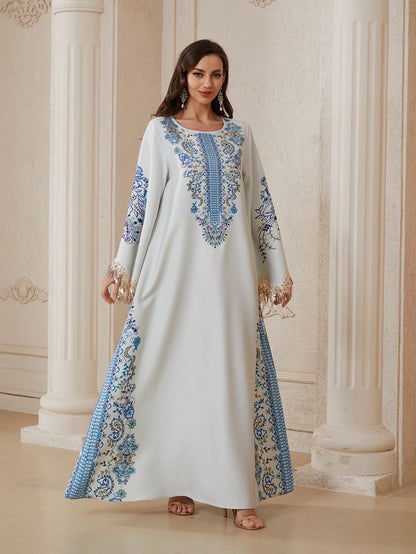 Rhinestones Printed Caftan Kaftan For Women - Mukhawar Eid Dress Jalabiya - #26S2612