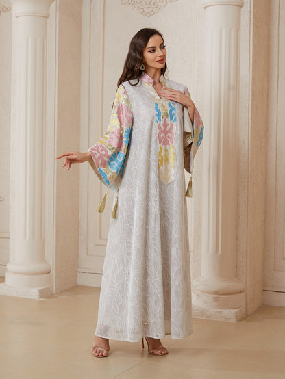 Embroidery Caftan Kaftan For Women - Mukhawar Eid Dress Jalabiya - Beige - #26N152