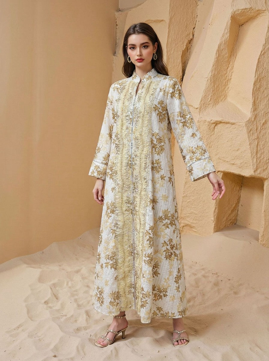 Eid Embroidery Dress Muslim Women Caftan Kaftan Dress #26M186
