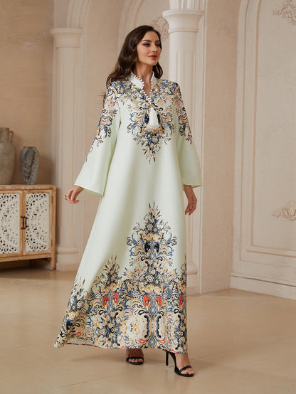 Eid Dress Hotfix Rhinestones Tassel Caftan Kaftan Dress #26S2610