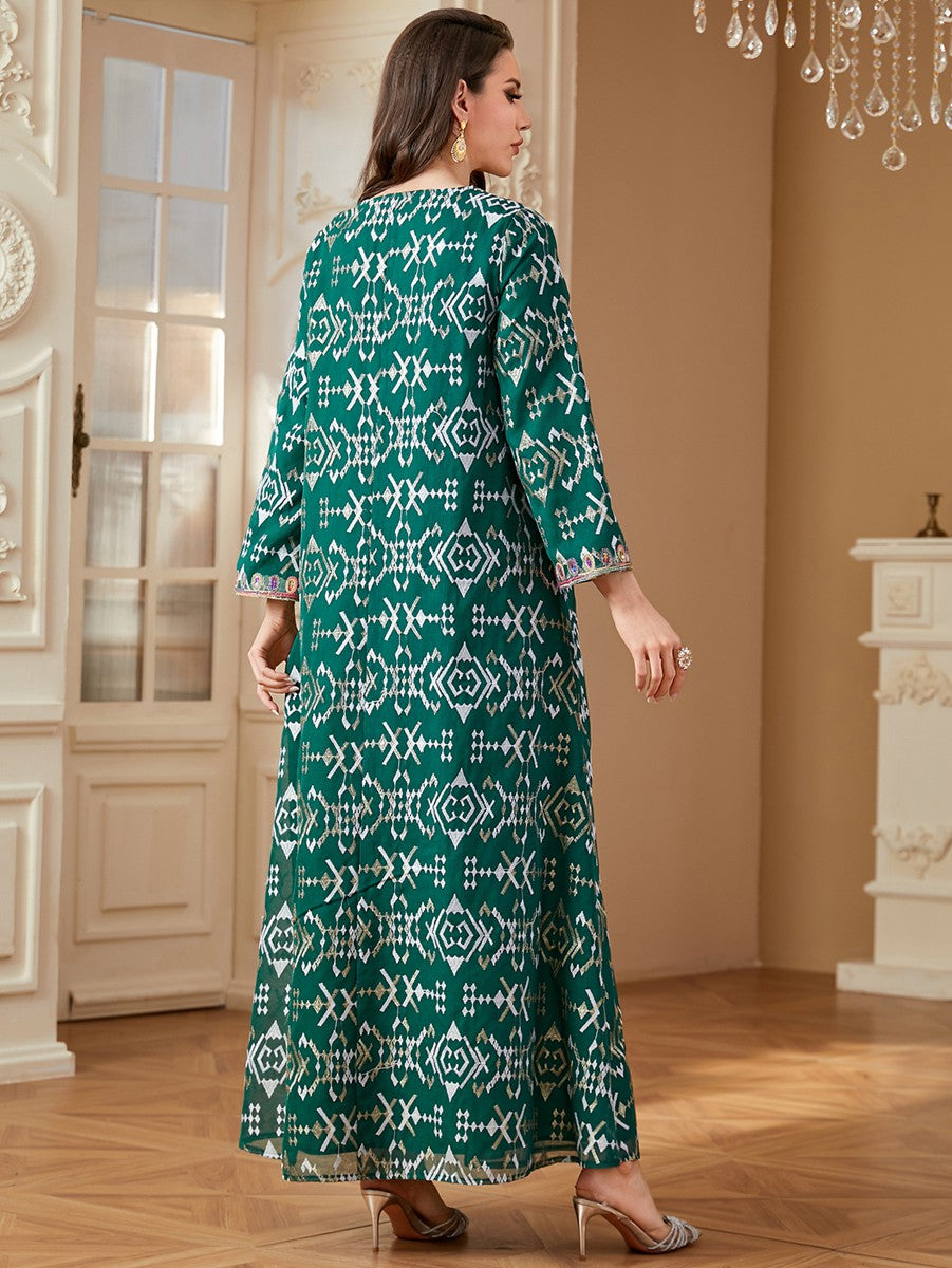 Eid Embroidery Dress Muslim Women Caftan Kaftan Dress #264309