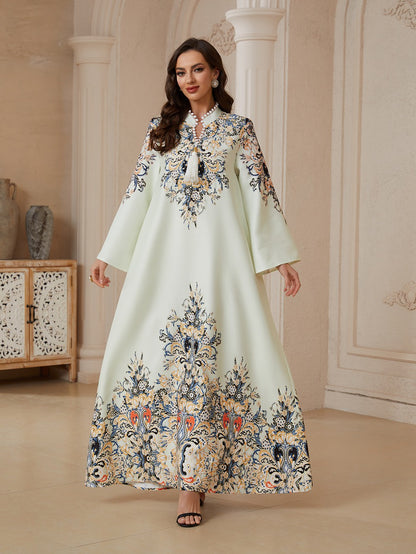 Eid Dress Hotfix Rhinestones Tassel Caftan Kaftan Dress #26S2610