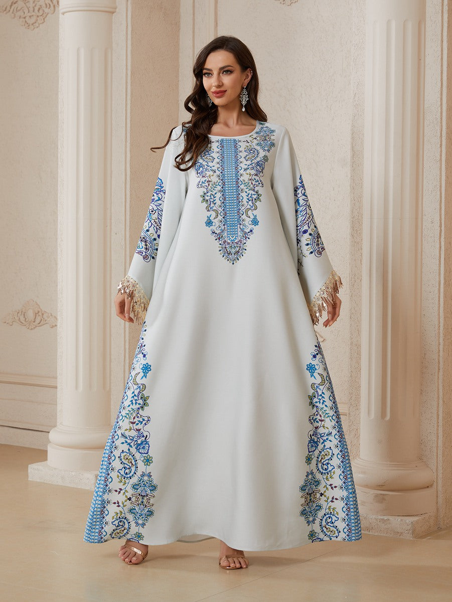 Rhinestones Printed Caftan Kaftan For Women - Mukhawar Eid Dress Jalabiya - #26S2612
