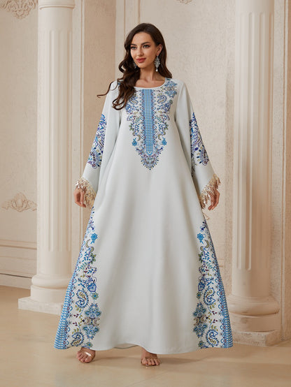 Rhinestones Printed Caftan Kaftan For Women - Mukhawar Eid Dress Jalabiya - #26S2612