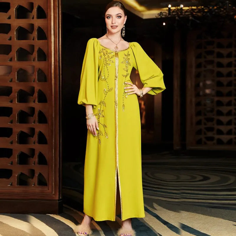 Buy House Of Varada V-Neck Mini Dress With Kaftan Sleeves | Yellow Color  Women | AJIO LUXE