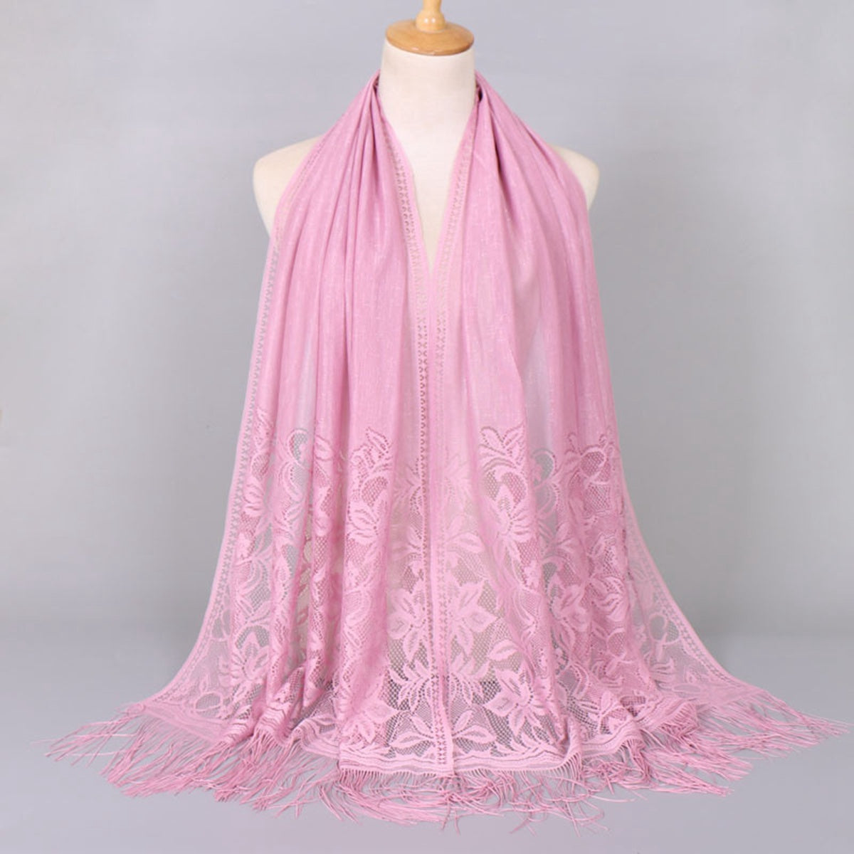 Muslim Women Lace Hollow Tassel Hijab Scarf #26VS069