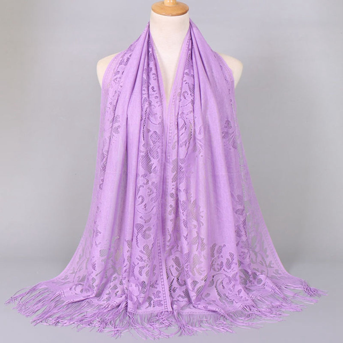 Muslim Women Lace Hollow Tassel Hijab Scarf #26VS068