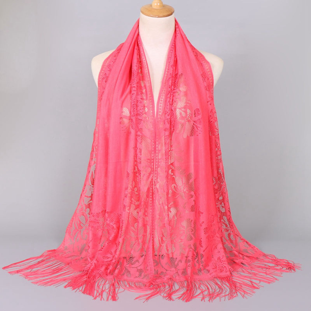 Muslim Women Lace Hollow Tassel Hijab Scarf #26VS068