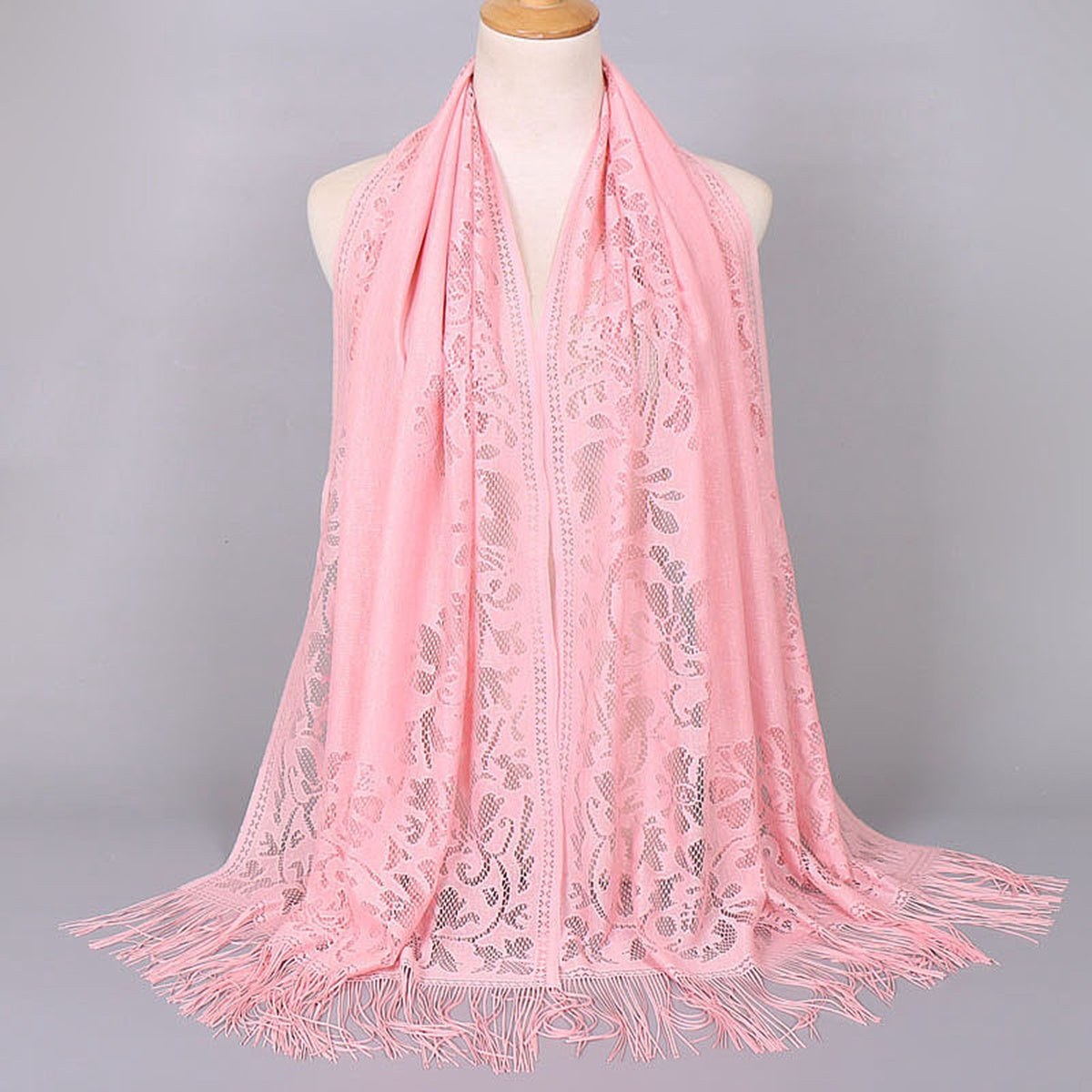 Muslim Women Lace Hollow Tassel Hijab Scarf #26VS068