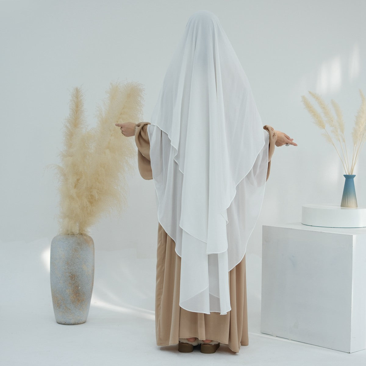 Muslim Women Extra Long Chiffon Khimar Full Length Nikah And Prayer Khimar #26H916