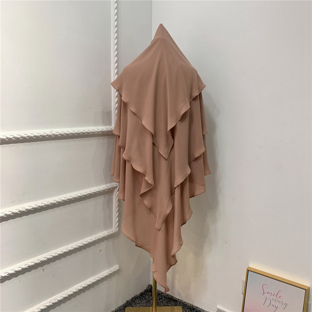 Muslim Women 3 Layer Long Khimar Nikah And Prayer Khimar #26H903