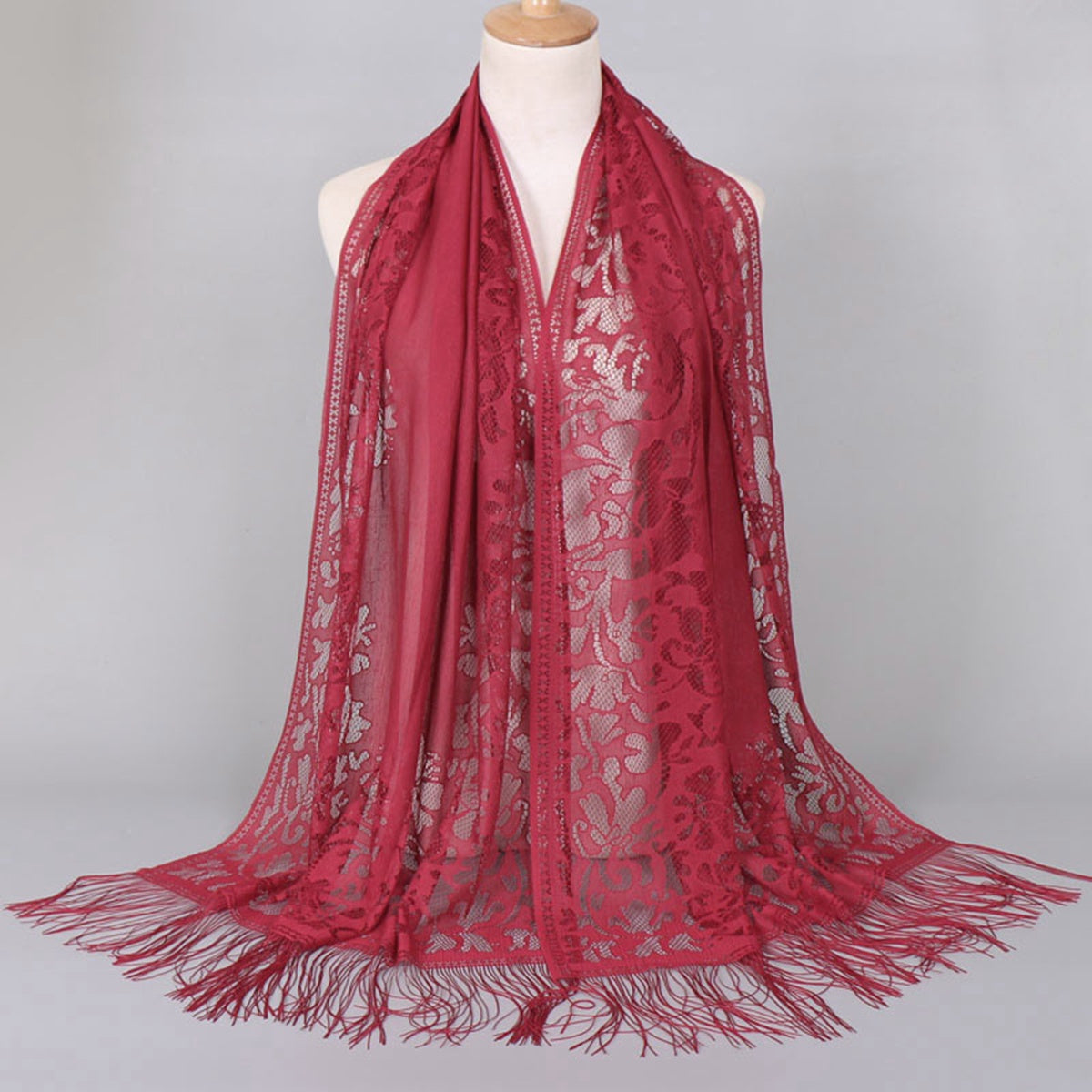 Muslim Women Lace Hollow Tassel Hijab Scarf #26VS068