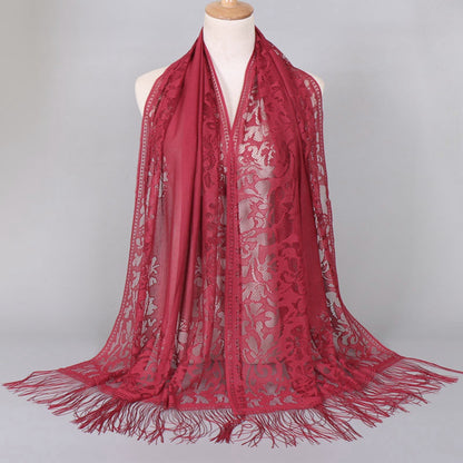 Muslim Women Lace Hollow Tassel Hijab Scarf #26VS068