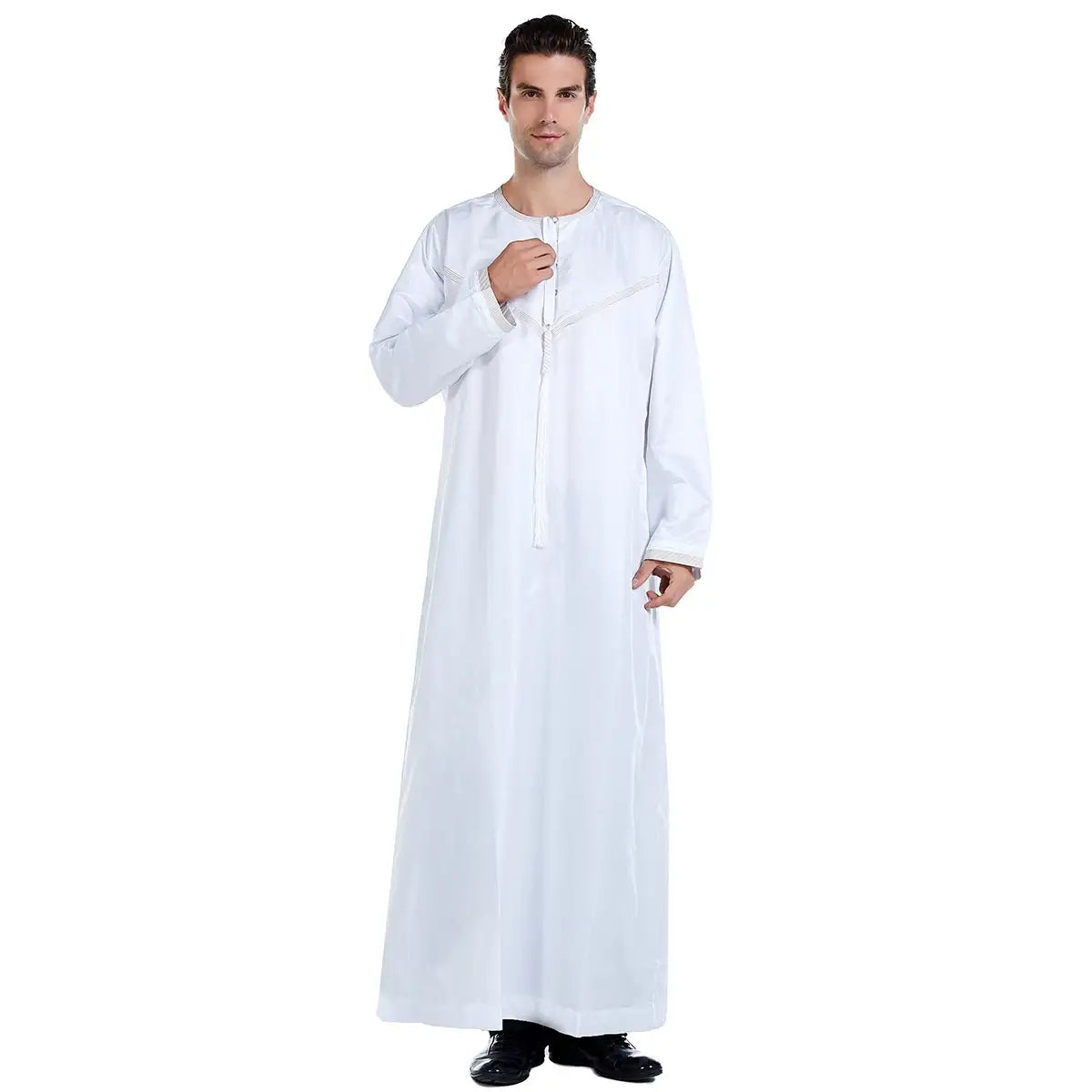 arab formal dress men Luxury men's Islam Muslim Arab men's robe, long sleeve embroidered stand collar Arab men thobe