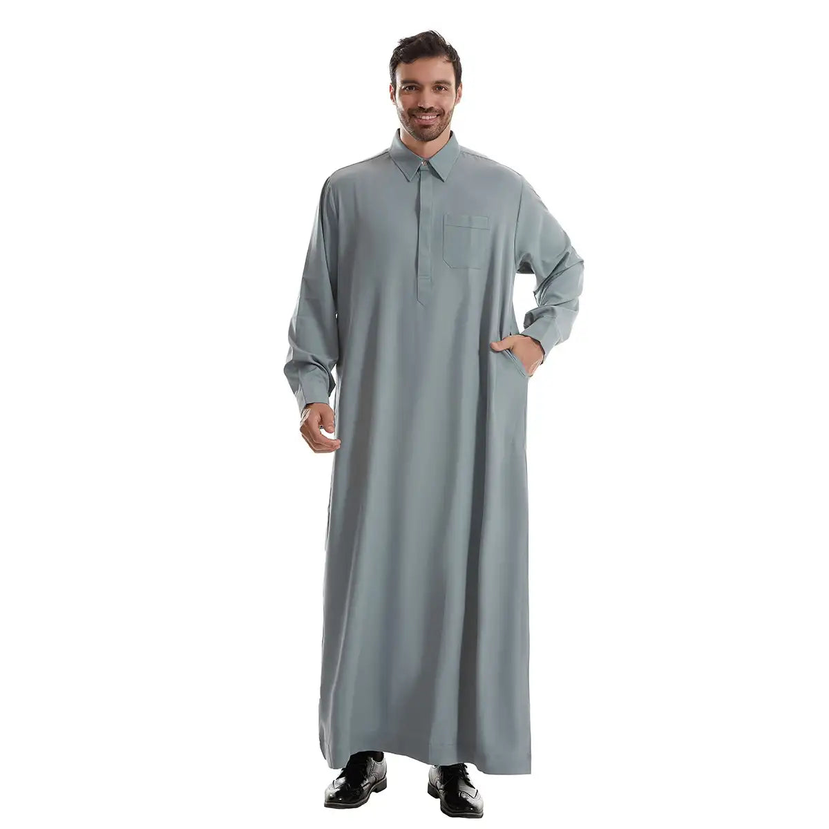 Arabic Short Sleeve Stand Collar Mens Thobe Islamic Emirati Muslim T arabic-short-sleeve-stand-collar-mens-thobe-islamic-emirati-muslim-t