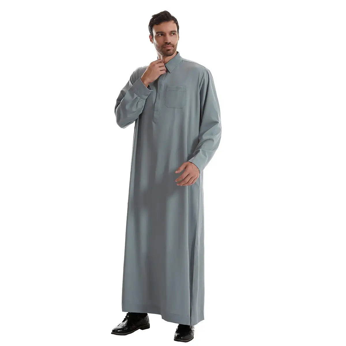 Stand Collar Emirati Kandura Men Jubba Thobe Thawb