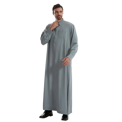 Stand Collar Emirati Kandura Men Jubba Thobe Thawb