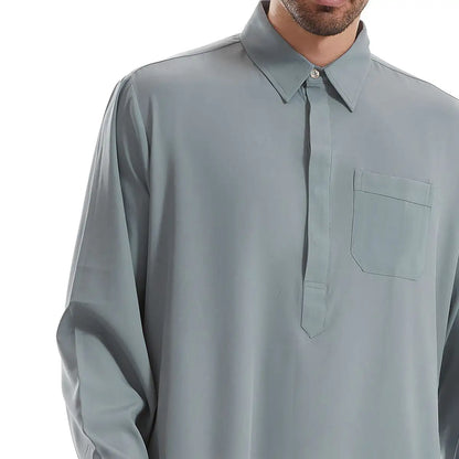 Stand Collar Emirati Kandura Men Jubba Thobe Thawb