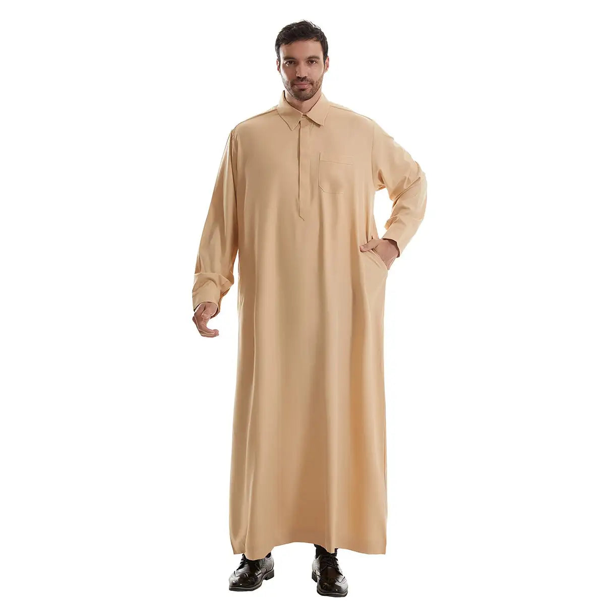 Stand Collar Emirati Kandura Men Jubba Thobe Thawb