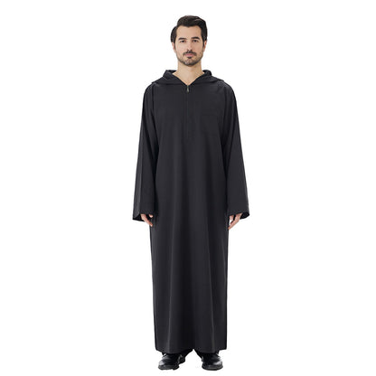 Arabic Mens Djellaba Jubba Hoodie Thobe - Islamic Emirati Muslim Thawb - #26T848