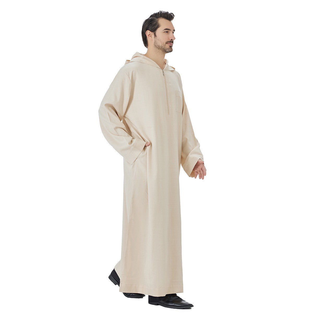Arabic Mens Djellaba Jubba Hoodie Thobe - Islamic Emirati Muslim Thawb - #26T848