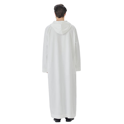 Arabic Mens Djellaba Jubba Hoodie Thobe - Islamic Emirati Muslim Thawb - #26T848