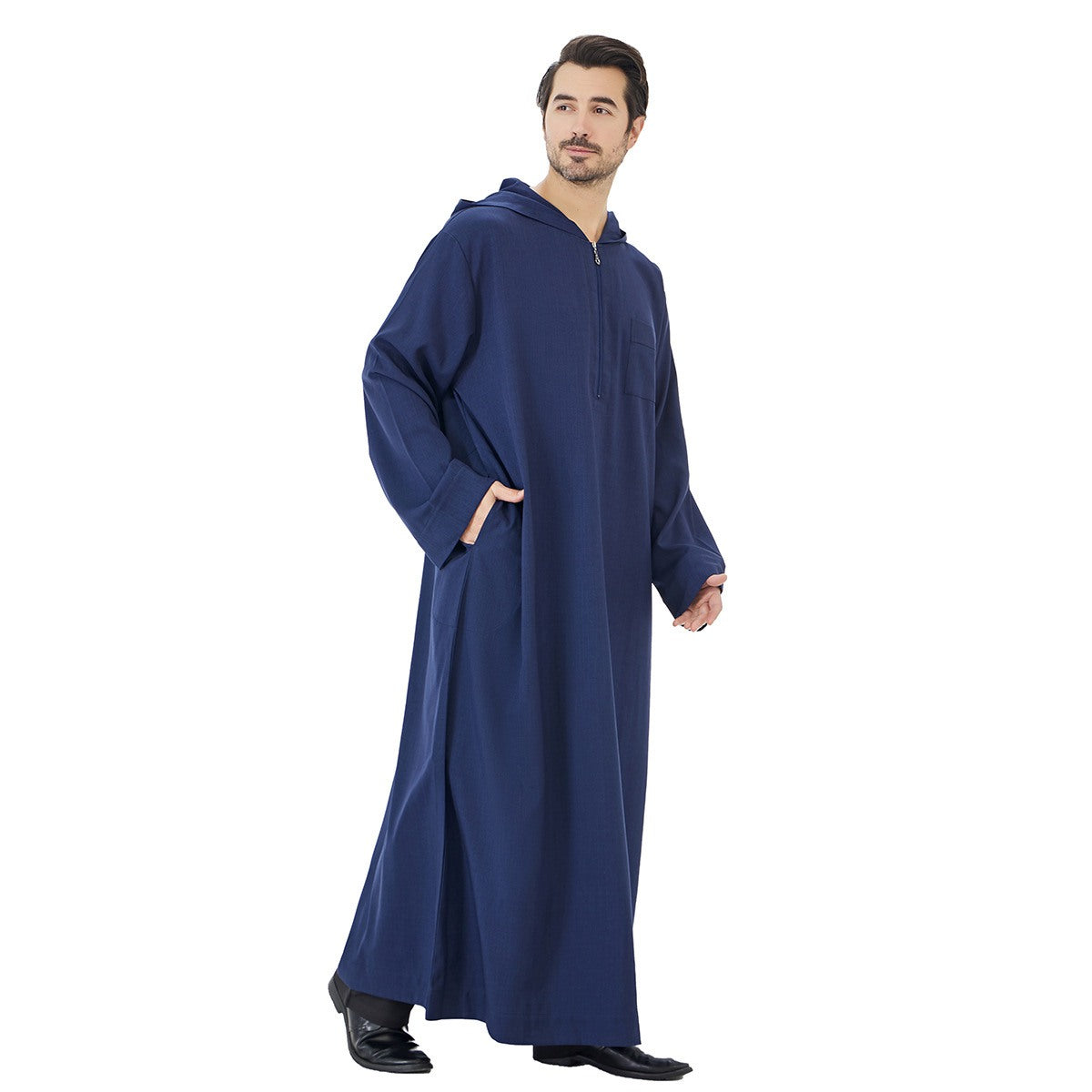 Arabic Mens Djellaba Jubba Hoodie Thobe - Islamic Emirati Muslim Thawb - #26T848