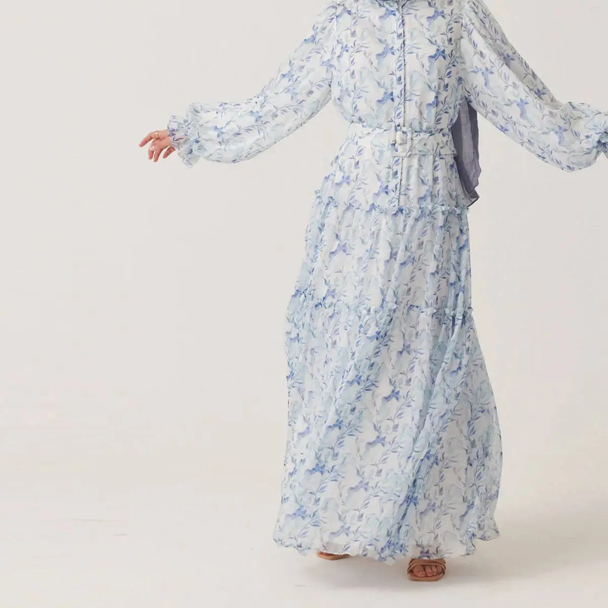 Muslim Women Chiffon Printed Abaya Dress