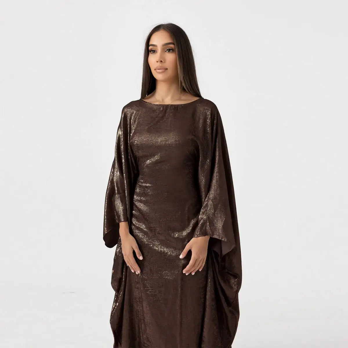 Muslim Women Bronzing Gleam Butterfly Batwing Farasha Abaya Dress