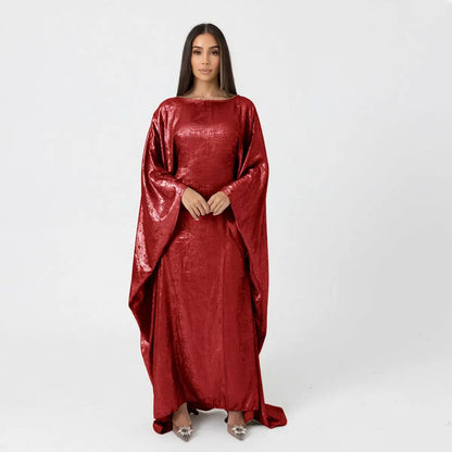 Muslim Women Bronzing Gleam Butterfly Batwing Farasha Abaya Dress