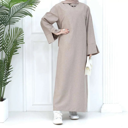 Cotton Blended Turkish Loose Abaya Dress