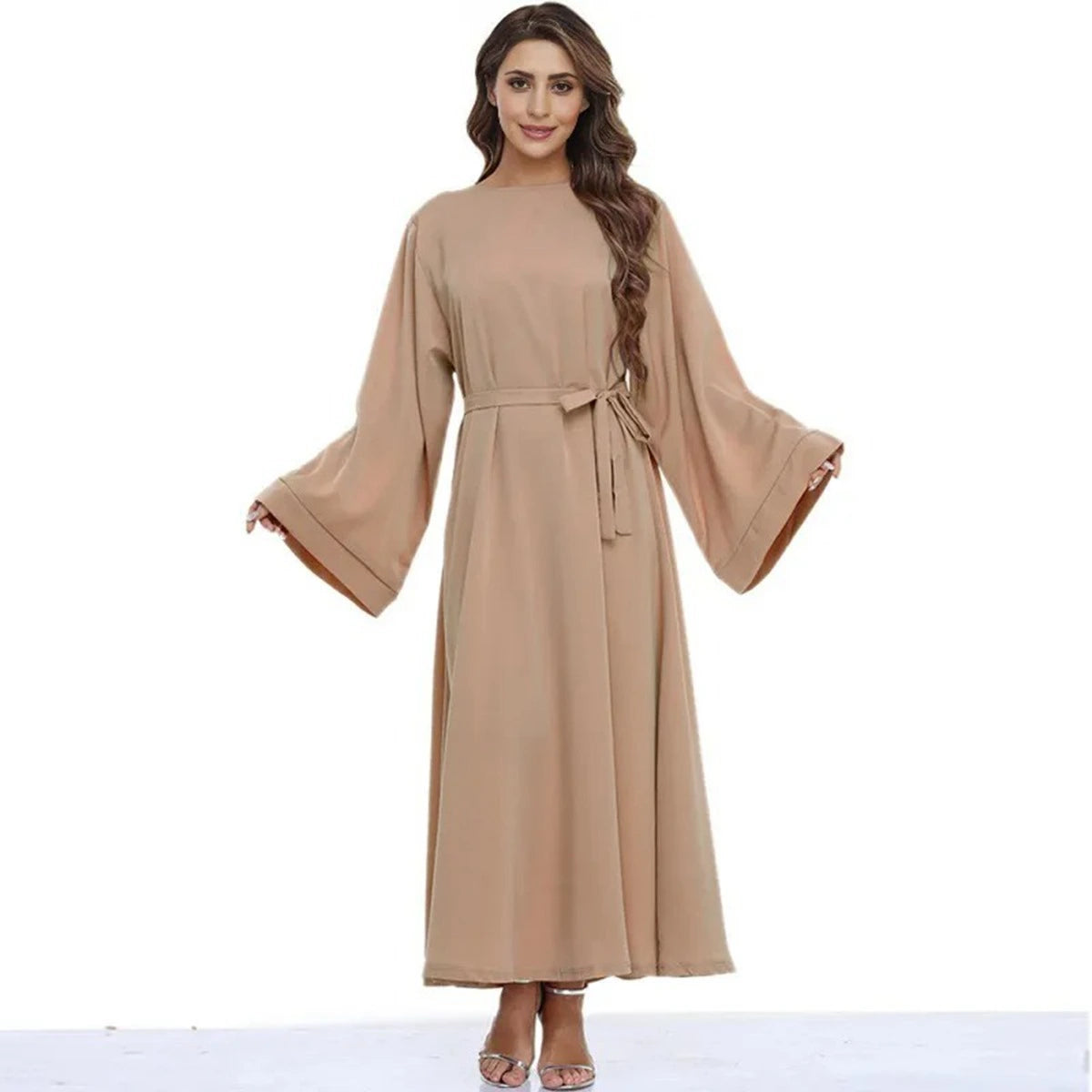 Muslim Women Classic Solid Color Plain Abaya Dress