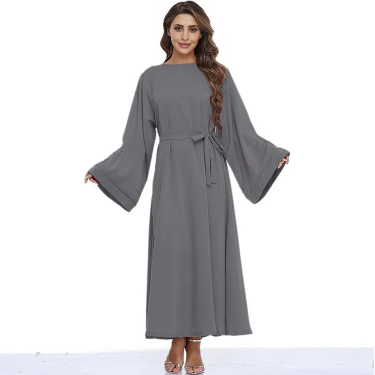 Muslim Women Classic Solid Color Plain Abaya Dress