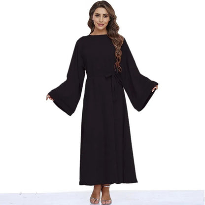 Muslim Women Classic Solid Color Plain Abaya Dress