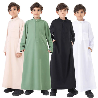 Middle East Arab Muslim Boy Thobe Thawb With Pocket #B24886