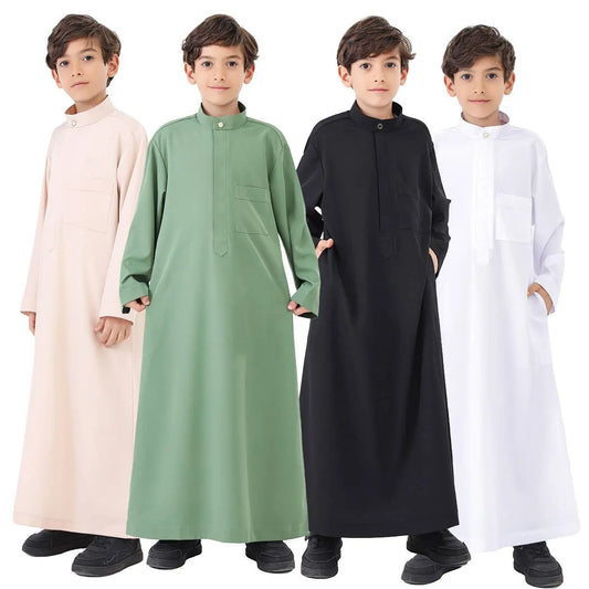 Middle East Arab Muslim Boy Thobe Thawb With Pocket #B24886