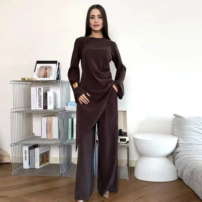 Daily Wear Muslim Women 2 Pieces Set Tops And Pants Suit Set #251105