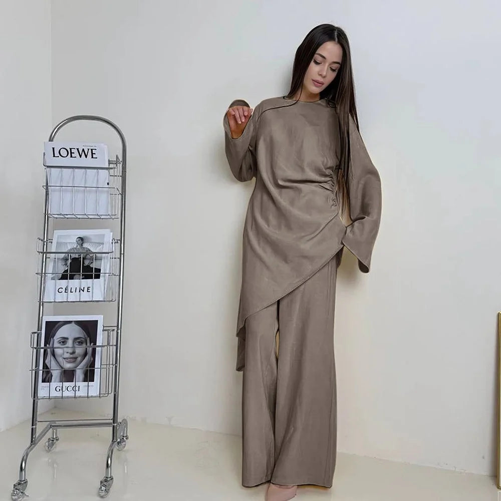 Daily Wear Muslim Women 2 Pieces Set Tops And Pants Suit Set #251105