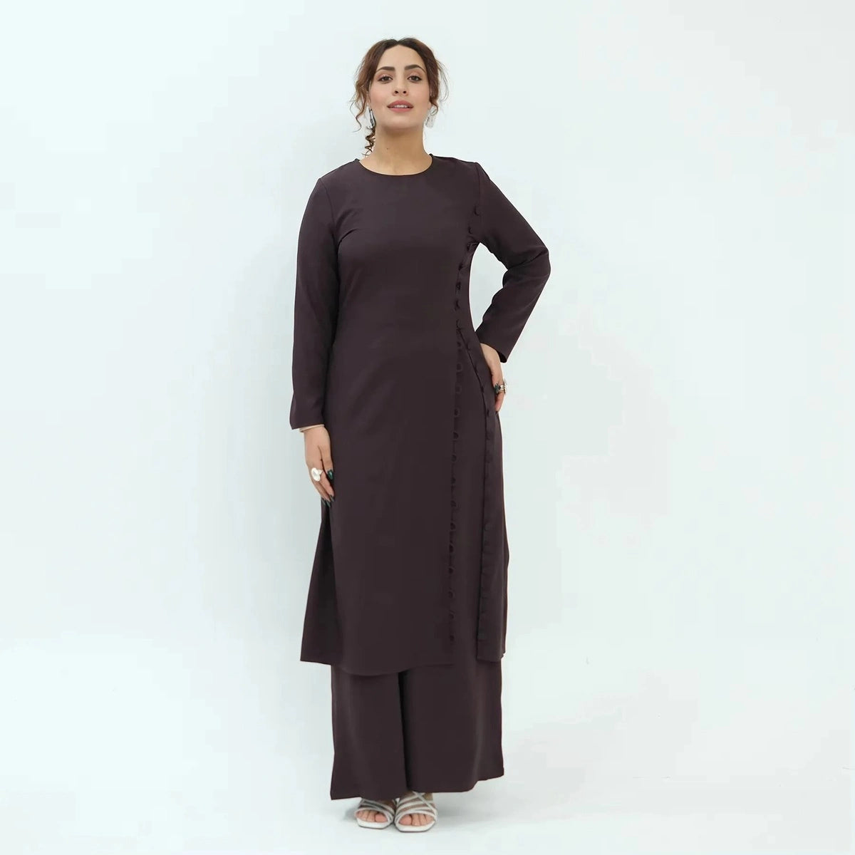Muslim Women Daily Wear 2 Pieces Set Tops And Pants Suit Set #251110