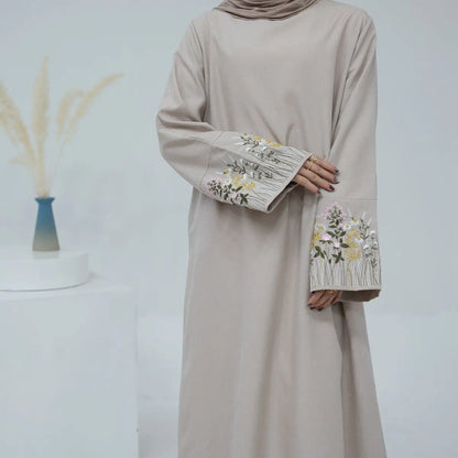 Flower Embroidery Abaya Dress
