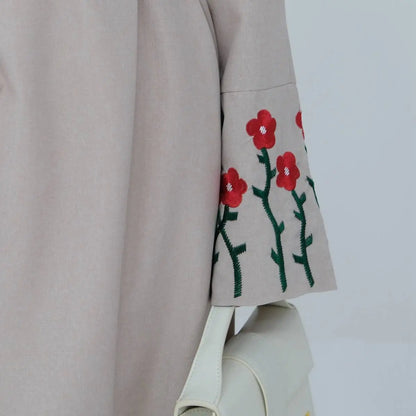 Flower Embroidery Abaya Dress